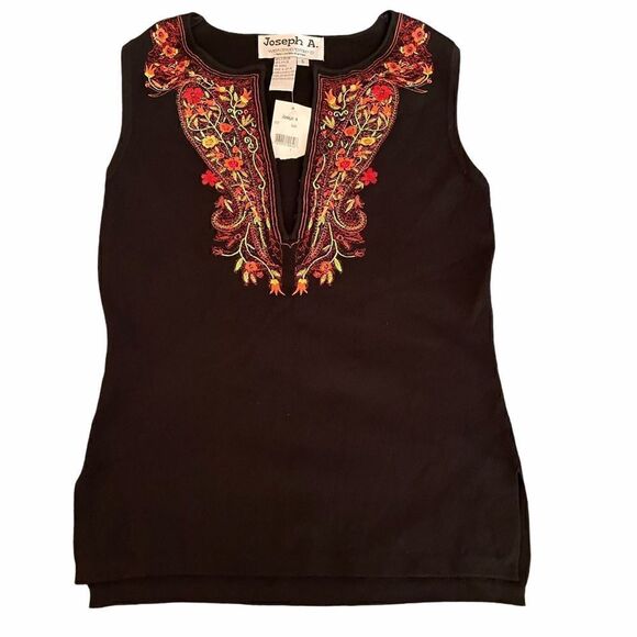 Joseph A. Boho Embroidered Sleeveless Sweater S - Picture 1 of 5